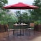 Flash Furniture Faux Teak 35" Table-Red Umbrella-Base-2 Chairs XU-DG-810060362-UB19BRD-GG - alternate 1